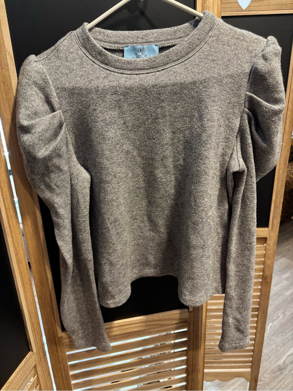 CeCe Gray Crewneck Knit Top